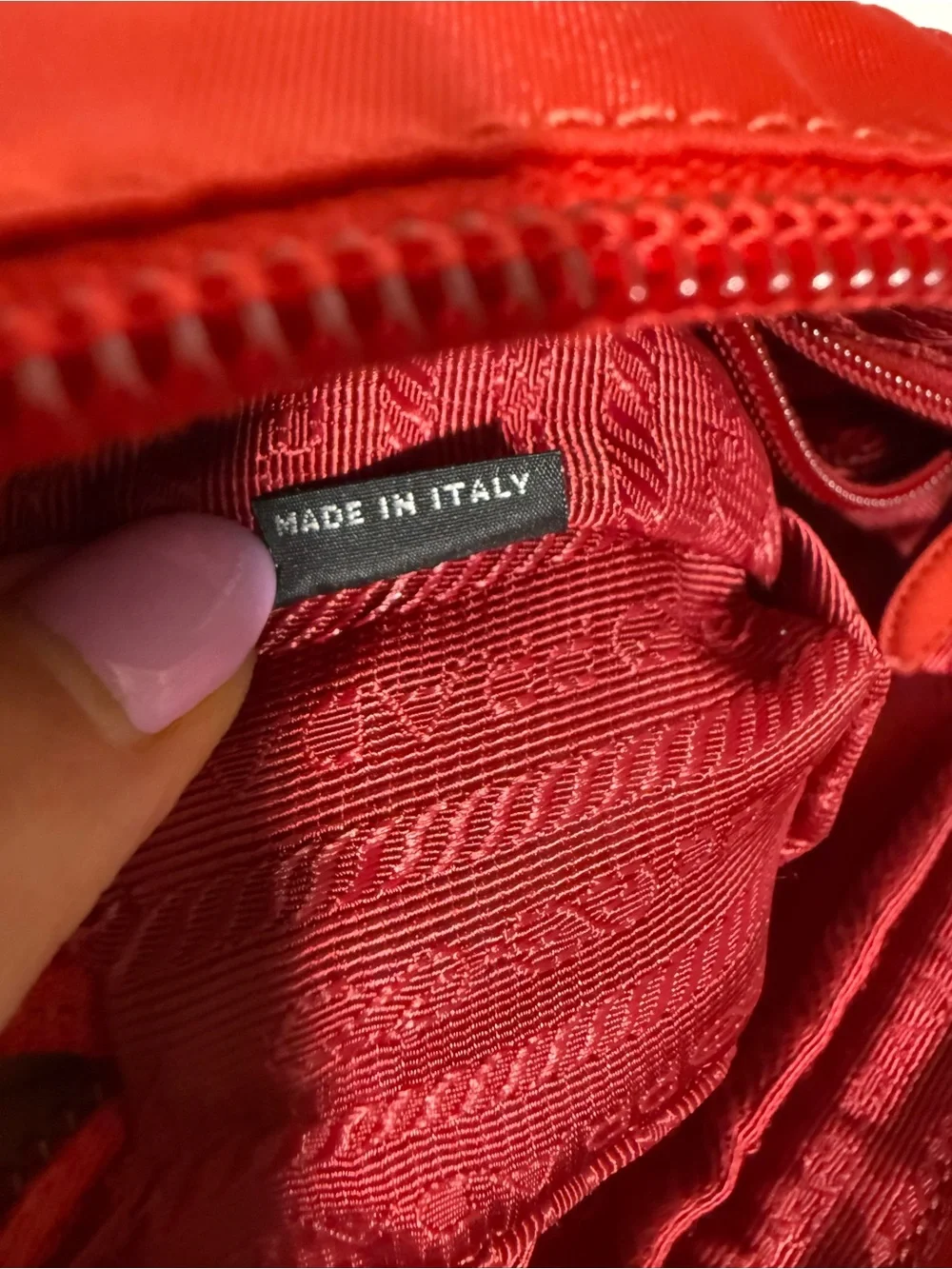 PRADA Rosso Red Tessuto Nylon Cosmetic Pouch Wristlet